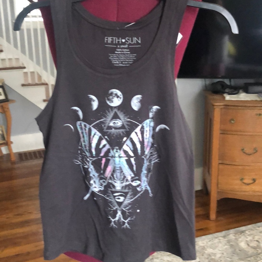 FIFTH SUN TANK TOP Target Black Hippie Witchy Moon Butterfly Cute